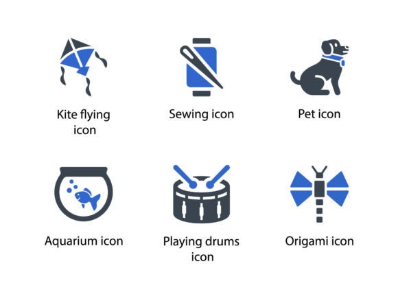 Hobbies Icon Set 6: A Versatile Graphics and Icons Asset