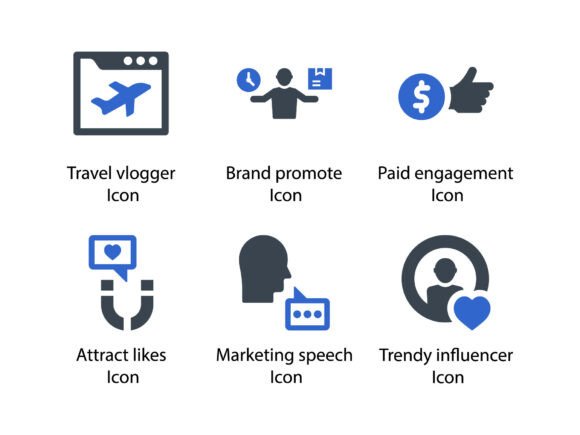 Influencers Marketing Icon Set 8: A Must-Have for Modern Graphics
