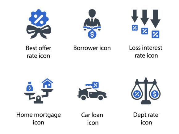 Loan Debt Icon Set 4: A Versatile Graphics Solution