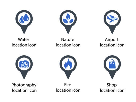 Location Pin Icon Set 6: A Versatile Graphics and Icons Solution