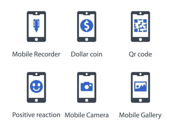 Mobile Function Icon Set 7: A Versatile Graphics and Icons Collection