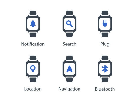 Smart Watch Icon Set 6: A Versatile Graphics and Icons Asset