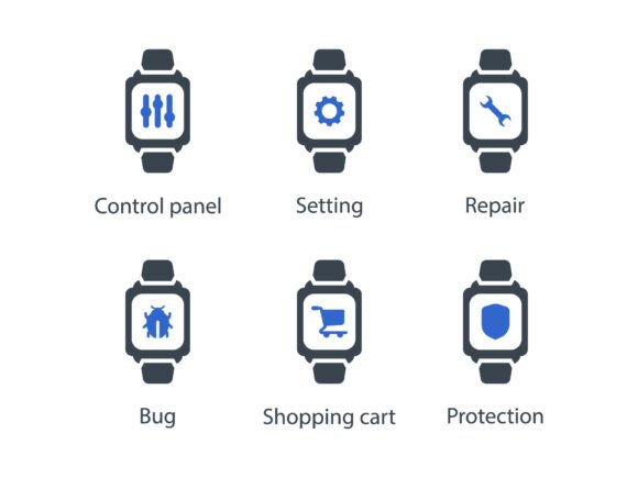 Smart Watch Icon Set 8: A Must-Have for Graphics and Icons