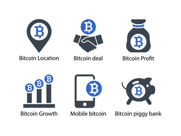 The Bit Coin Icon Set 4: A Graphic Design Asset for Icons